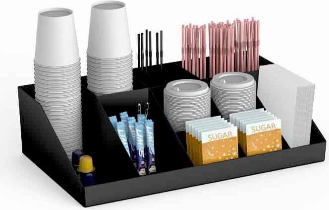 Kaffee- & Tee-Organizer deflecto DEFCOC10, 10 Fächer, beliebig erweiterbar, Polystyrol,
schwarz