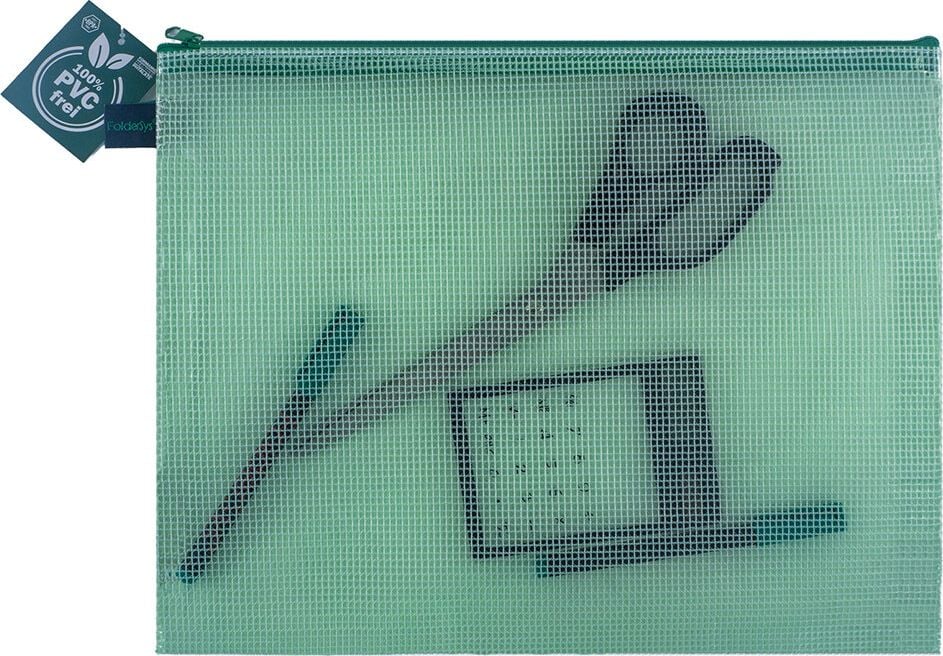 Kleinkrambeutel Foldersys A4 40672, Reißverschluss, EVA, farbig transparent, grün