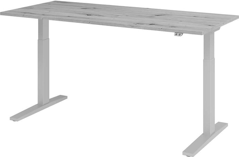 Hubschreibtisch Hammerbacher XMKA19, 180x80cm (BxT), 70-120cm Höhe, elektrisch
höhenverstellbar, rechteckig, C-Fuß silber, asteiche