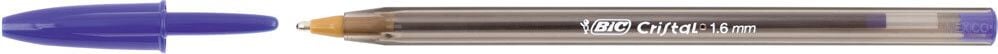Kugelschreiber BIC Cristal Large, Breitstrich 0,6mm, Einweg, Kappe mit Clip in
Minenfarbe, transparenter Schaft, blau