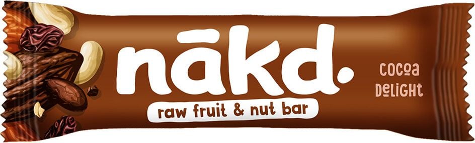 Müsliriegel nakd Raw Fruit & Nut Bar Cocoa Delight 75505, Raw Bars, einzeln verpackt, Pack 18 Stück je
35g