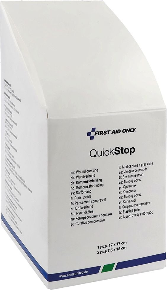 Erste Hilfe Wundkompressen First Aid Only QuickStop P-44030, 3er Set (1x 17x17cm, 2x 12x7,5cm), steril, elastisch