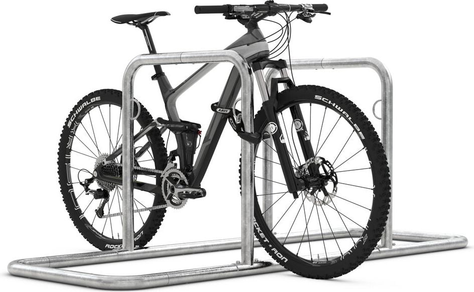 Fahrradständer WSM Anlehnsystem GALAXY 35, verzinkt, Freiaufstellung, 472cm lang, für 10 Fahrräder, Stahlösen für Fahrradschlösser