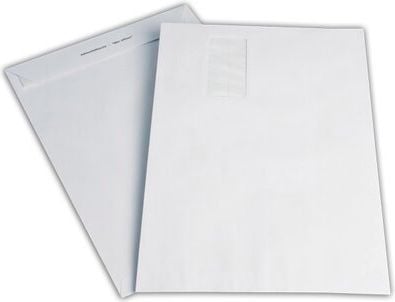 Versandtaschen B4, 250x353mm, Adressfeldtasche, Fenster, weiß,
Haftklebung, Pack 250 Stück