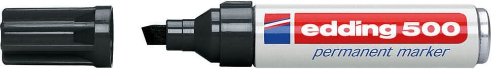 Permanentmarker Edding 500, ca. 2-7mm, Keilspitze, Schaft 100% recyceltes Aluminium, schwarz