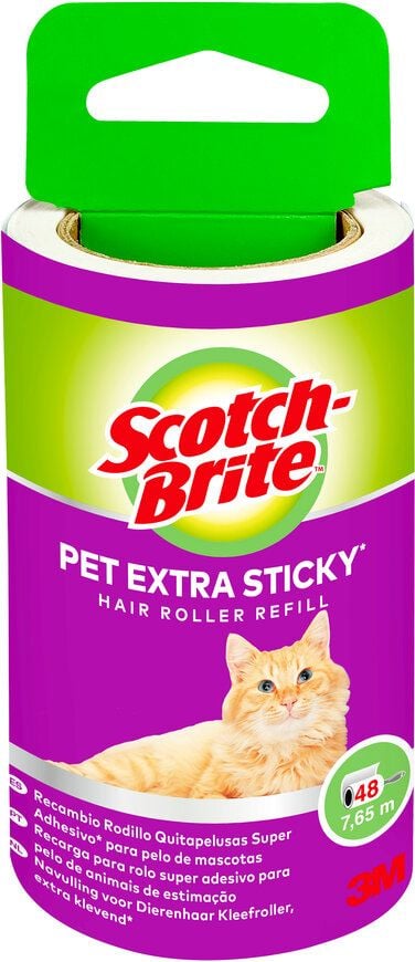 Fusselrolle Scotch-Brite Pet Extra Sticky, Ersatzrolle, für Tierhaare,
Klebstoffbeschichtung, 48 Blatt