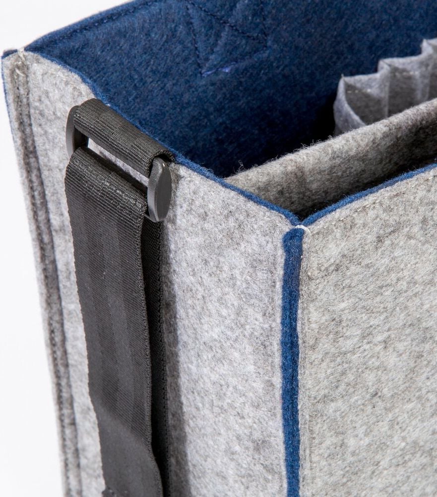 Aufbewahrungstasche Sigel Desk Sharing Bag Bicolor M BA424, für Laptops bis 15,4 Zoll, 100% recycelter PET-Filz, 2 Fächer, 5 separate Einsteckfächer, grau/dunkelblau