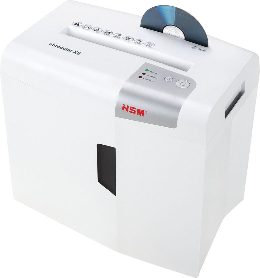 Aktenvernichter HSM shredstar X8 1044121, 4,5x30mm Partikelschnitt, ca. 8 Blatt, 18
Liter Behälter