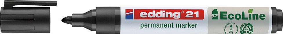 Permanentmarker Edding 21 EcoLine, ca. 1,5-3mm, Rundspitze, Gehäuse 90% recycelter Kunststoff, schwarz