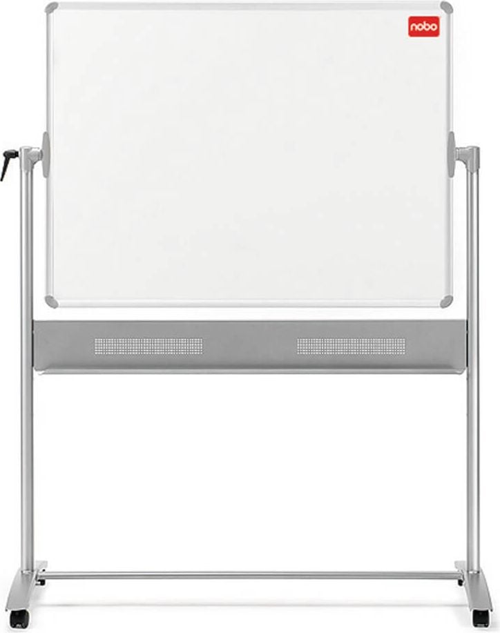 Whiteboard Nobo Prestige 1901033, 90x120cm, emailliert, trocken abwischbar,
Ablageschale, Stativ-Drehtafel mit Rollen