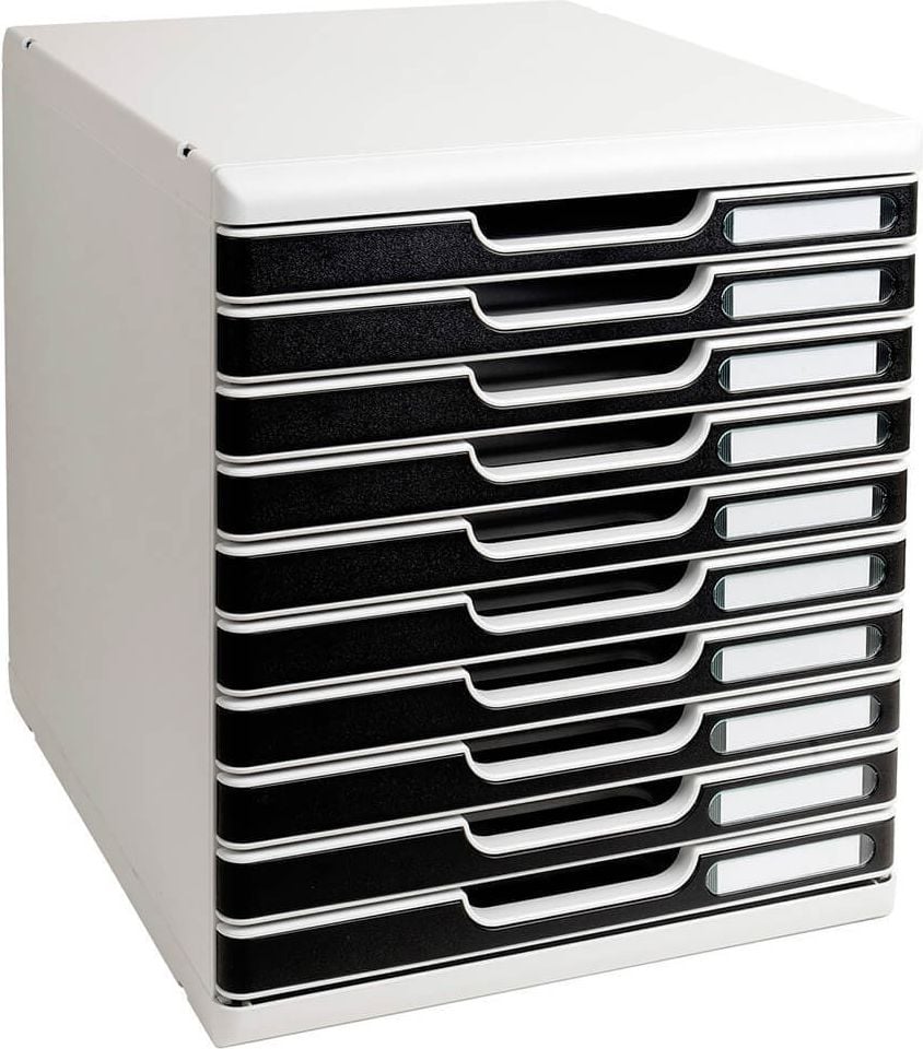 Schubladenbox Exacompta MODULO 3020, für A4+, 10 geschlossene Schubladen, schwarz