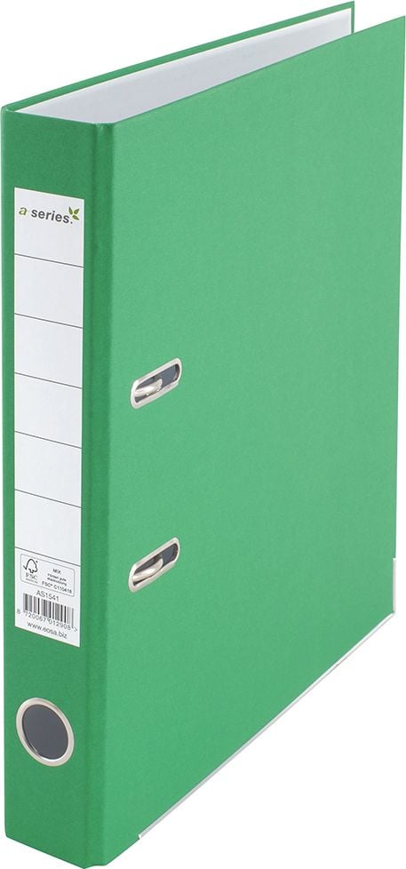 Ordner A4 a-series, 50mm, RC-Pappe, A4, 5cm Rücken, farbiger Kraftpapierbezug,
FSC, grün