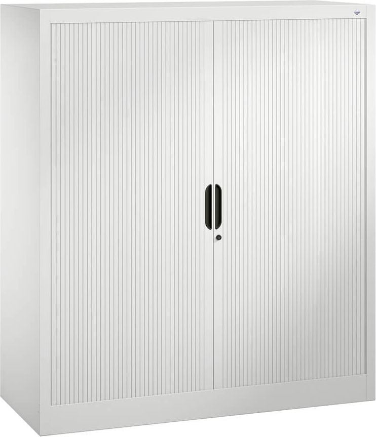 Aktenschrank CP Omnispace 3223-00, 120x134,5x42cm (BxHxT), 2 Querrollläden,
3 Fachböden, 3 Ordnerhöhen + 1 Restfach, hellgrau