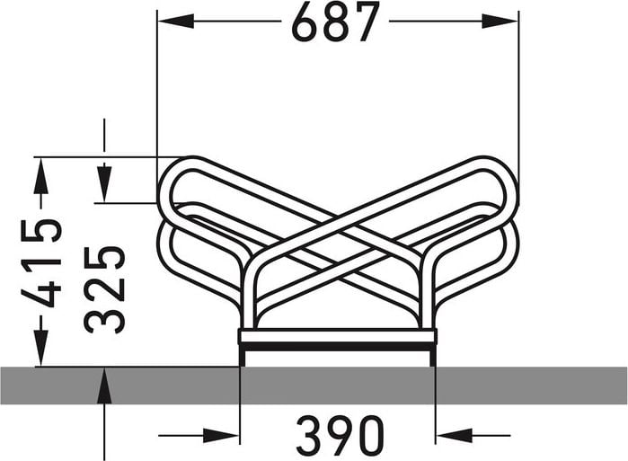 Fahrradständer WSM Bügelparker 2154, verzinkt, Freiaufstellung, 70cm lang, für 4 Fahrräder, bis zu 55mm Reifenbreite, zweiseitige Radeinstellung, Reihenverbindung möglich