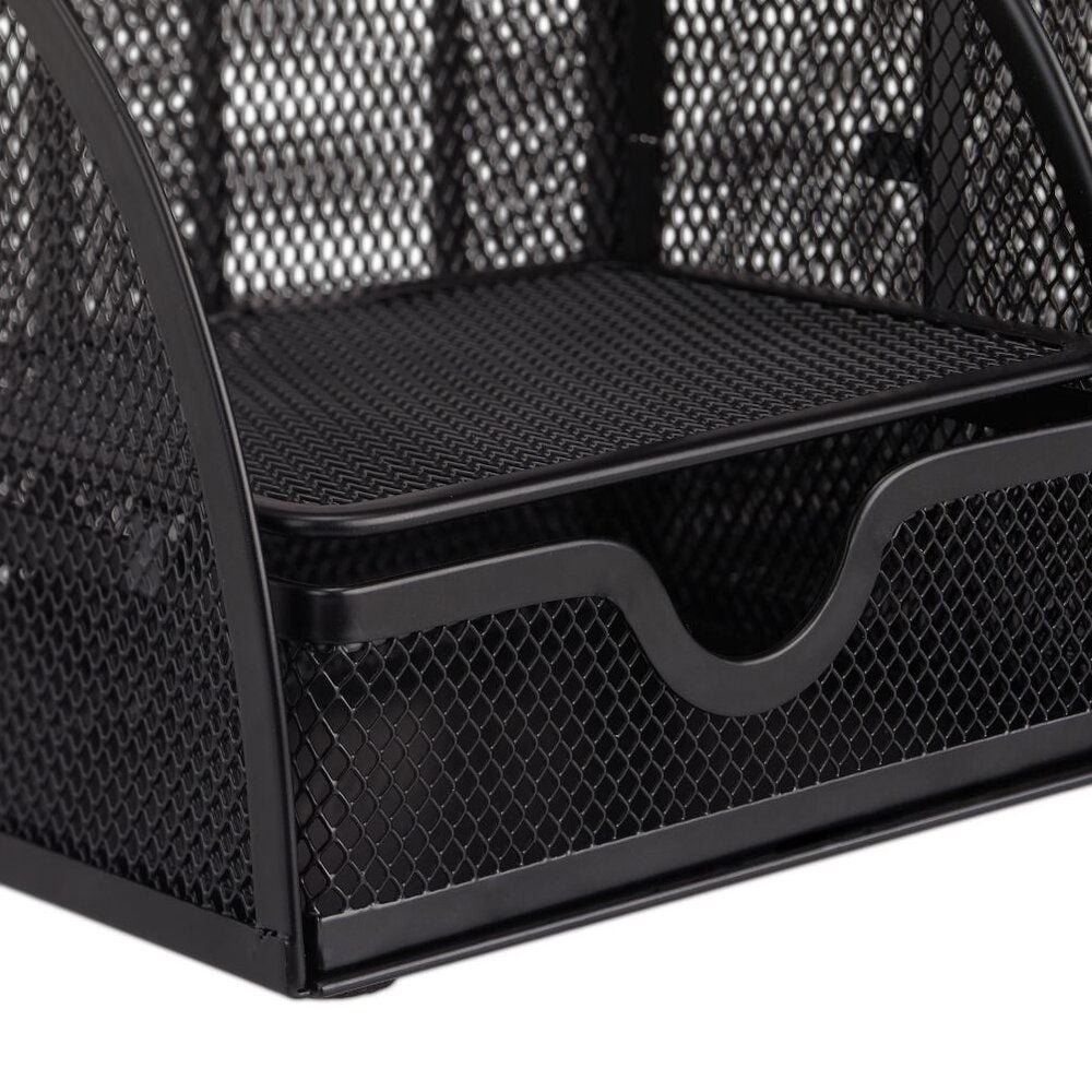 Schreibtischorganizer relaxdays, 6 Fächer, Metall, Schubladenfach, schwarz