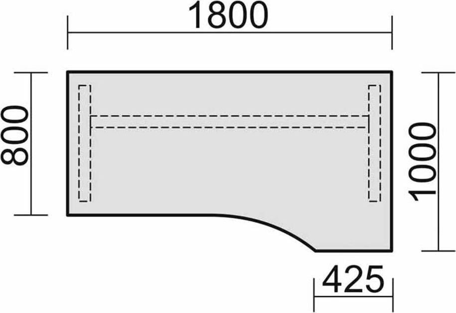 Schreibtisch Geramöbel C Fuß Flex S-618305, 180x72x100cm (BxHxT), Freiform rechts, C-Fuß
silber, weiß