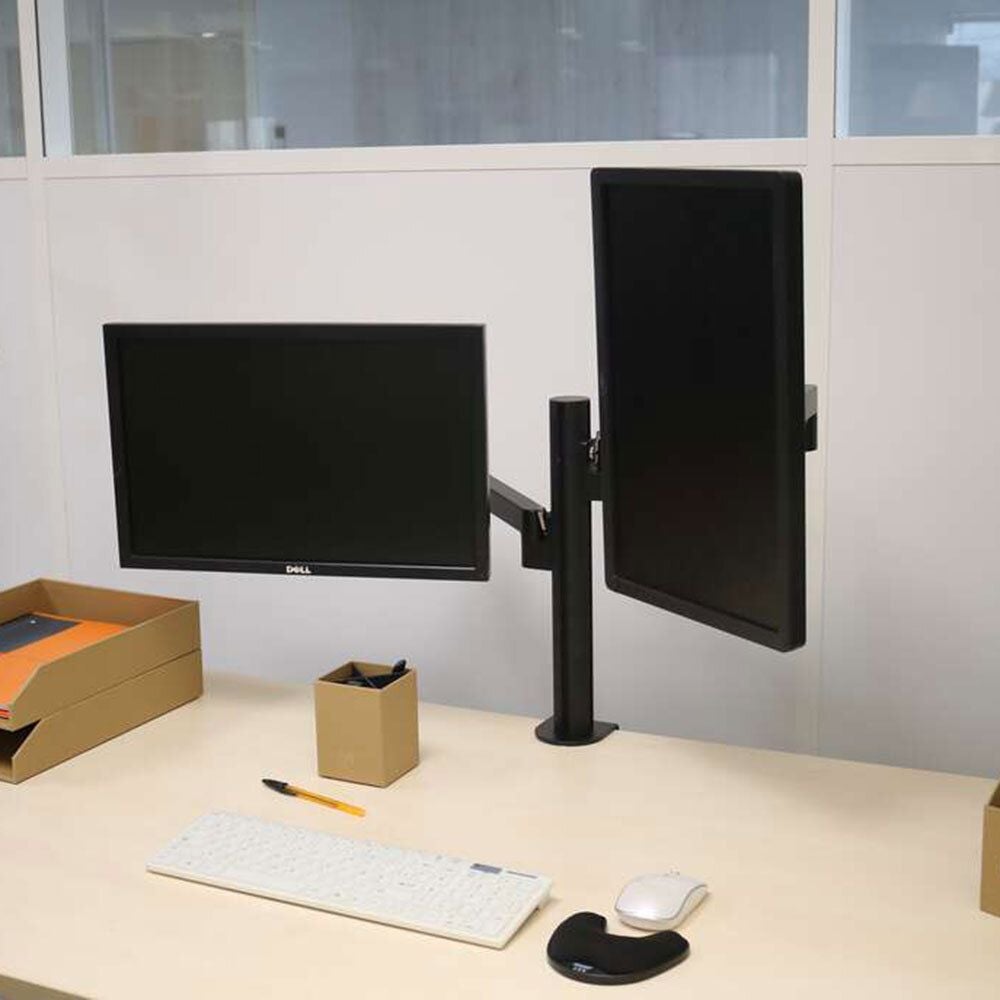 Monitorhalter Unilux AXIO 400204099, 2 Arme, Tragfähigkeit bis zu 10 kg pro
Schwenkarm, neigbar, höhenverstellbar,
Klemmhalterung, schwarz