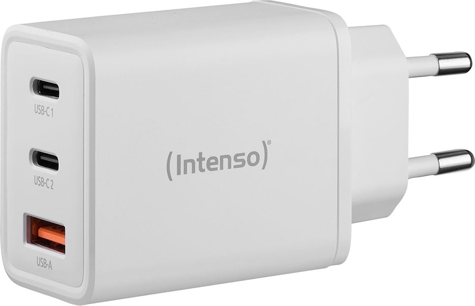 Ladegerät Intenso Power Adapter W65ACC GaN 7806512, 1x USB-A Ausgang, 2x USB-C Ausgang, 65W, weiß