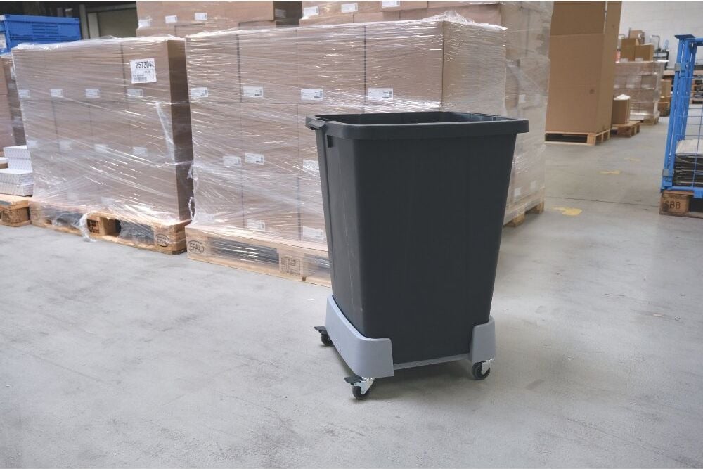 Abfallfahrwagen Durable Durabin 90LrPP, 4 Lenkrollen, quadratisch, belastbar bis
100kg