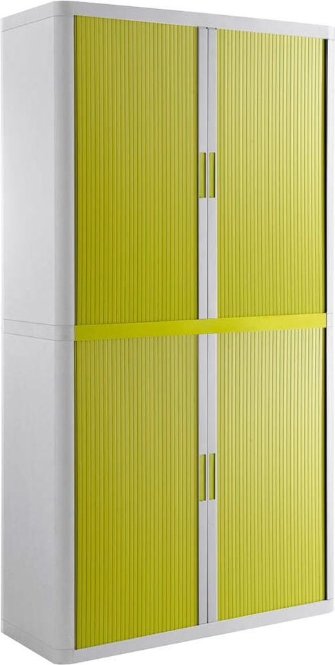 Aktenschrank easyOffice by Paperflow, 110x204x41,5cm (BxHxT), 2 Rollläden, 4
Fachböden, Korpus weiß/Rollläden farbig, grün