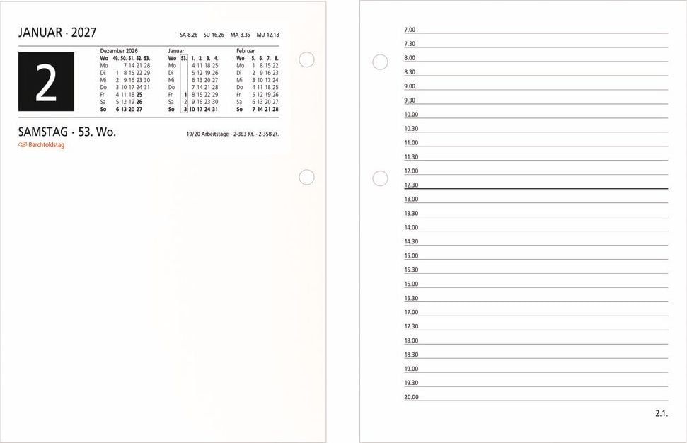 Umlegekalender Zettler 338 661466, 105x142mm, 1 Tag/2 Seiten, Dreimonatsübersicht