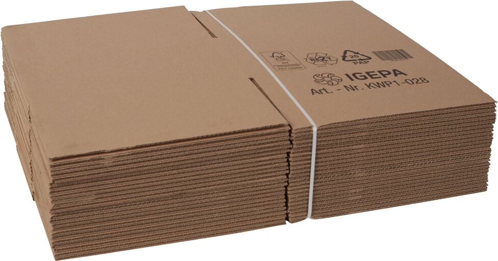 Versandkarton FEFCO 0201 KWP1-028, 300x300x150mm (LxBxH), braun, ohne
Höhenrillung, Pack 25 Stück