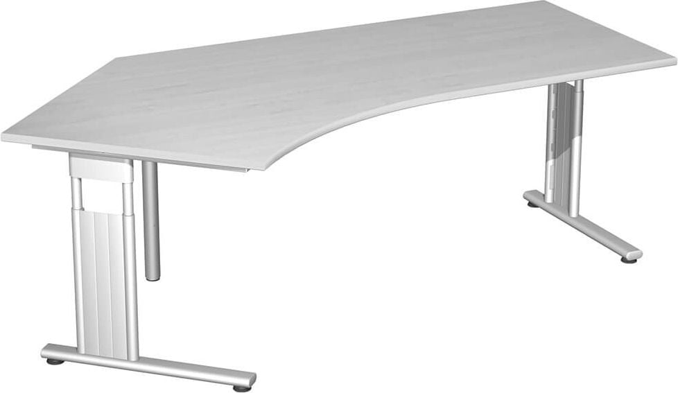 Winkelschreibtisch Geramöbel C Fuß Flex S-618315, 216,6x72x113cm (BxHxT), 135 Grad Winkel
links, C-Fuß silber, ahorn