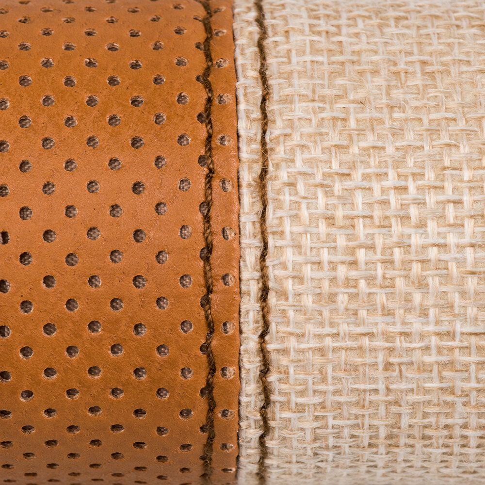 Federmappen Brunnen Schlampermäppchen S smaepp Perforated, rund, 20x4,5cm, Leinen/Lochleder, Reißverschluss, gummierter Zipper, beige/braun, braun