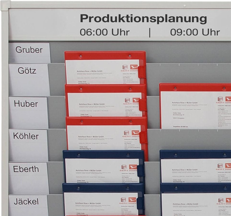 Werkstattplaner Eichner 9019-00145, für 50 x A4, 158x128,2cm, fünfreihig,
zusätzliches Ablagefach und Kopfleiste
(Beschriftung Baupläne), Kunststoff, grau