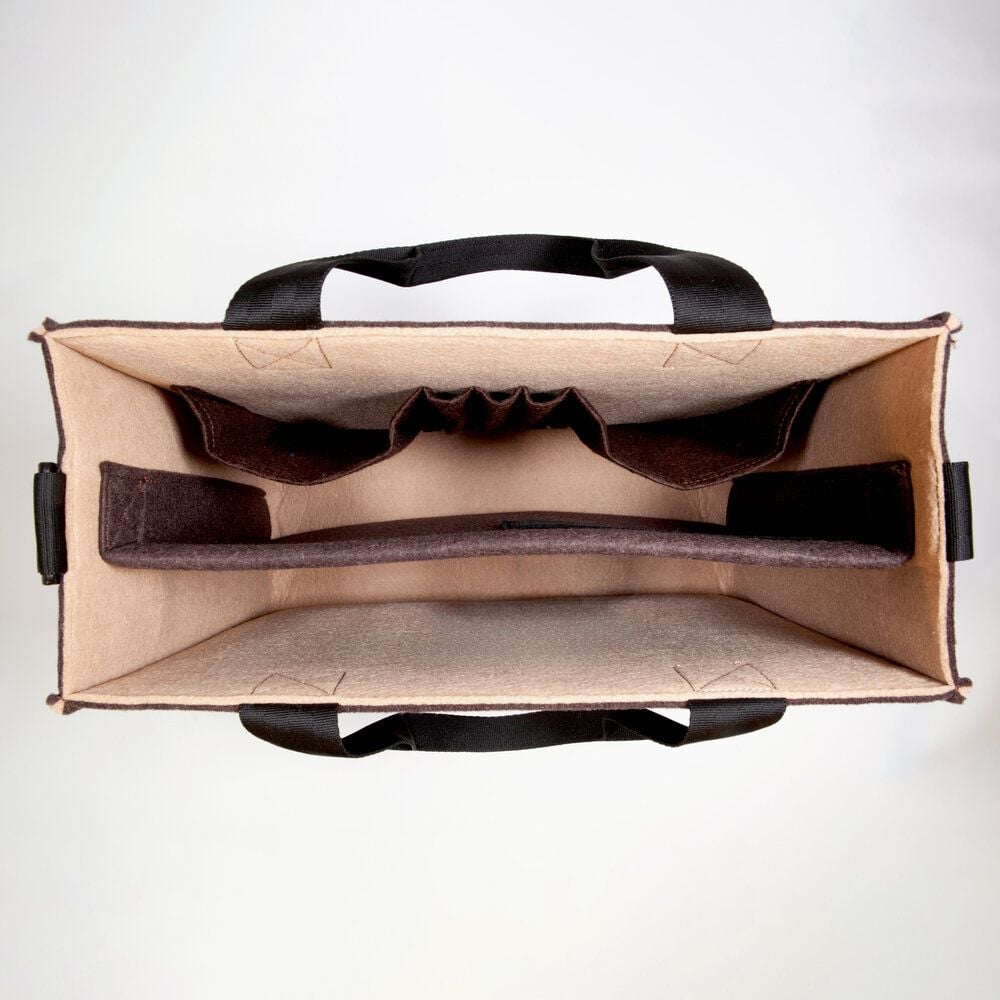 Aufbewahrungstasche Sigel Desk Sharing Bag Bicolor M BA422, für Laptops bis 15,4 Zoll, 100% recycelter PET-Filz, 2 Fächer, 5 separate Einsteckfächer, braun/beige