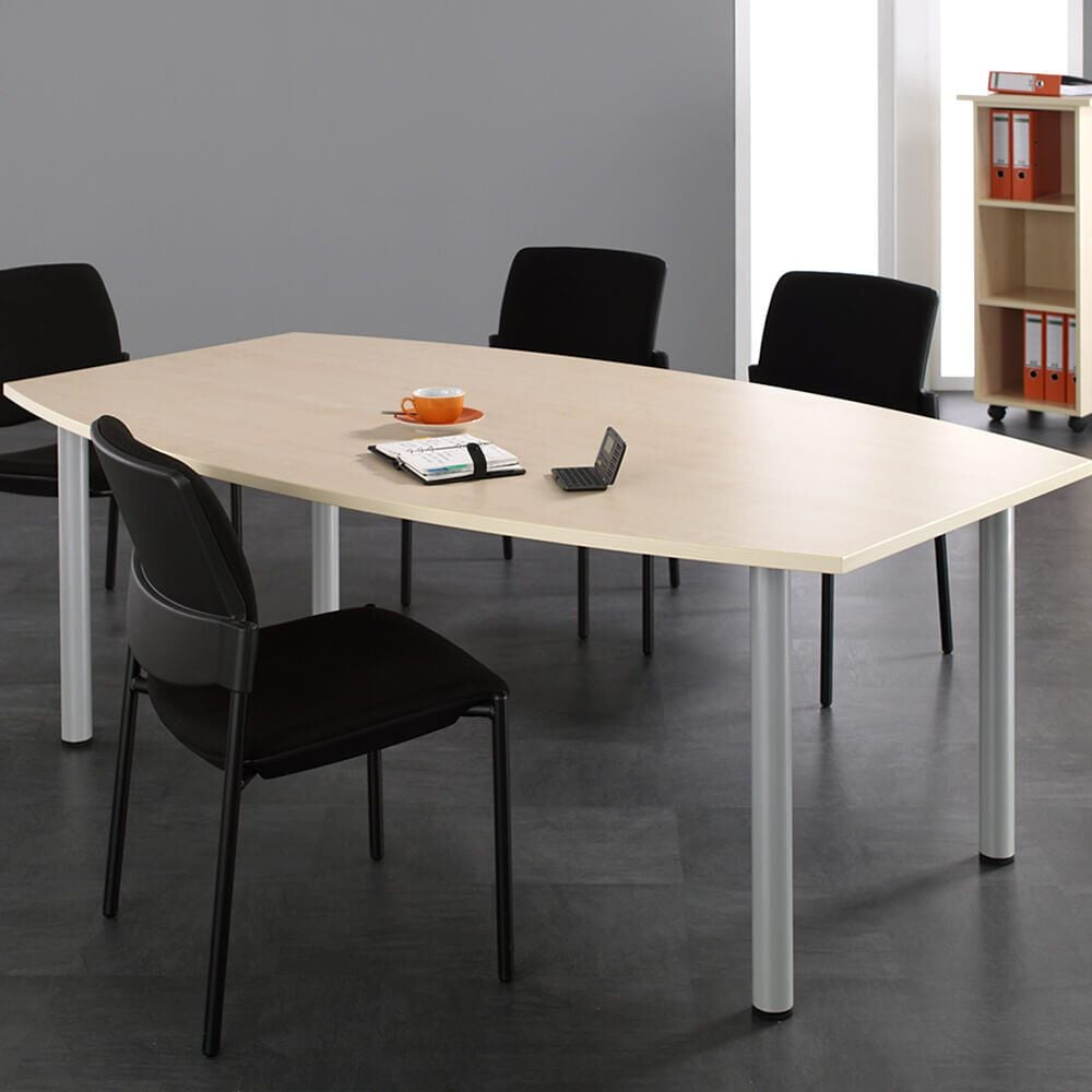 Konferenztische Geramöbel Tellerfuß S-13TF2012, 200x72x120/80cm (BxHxT), Fassform, Tellerfuß
silber/anthrazit, hellgrau