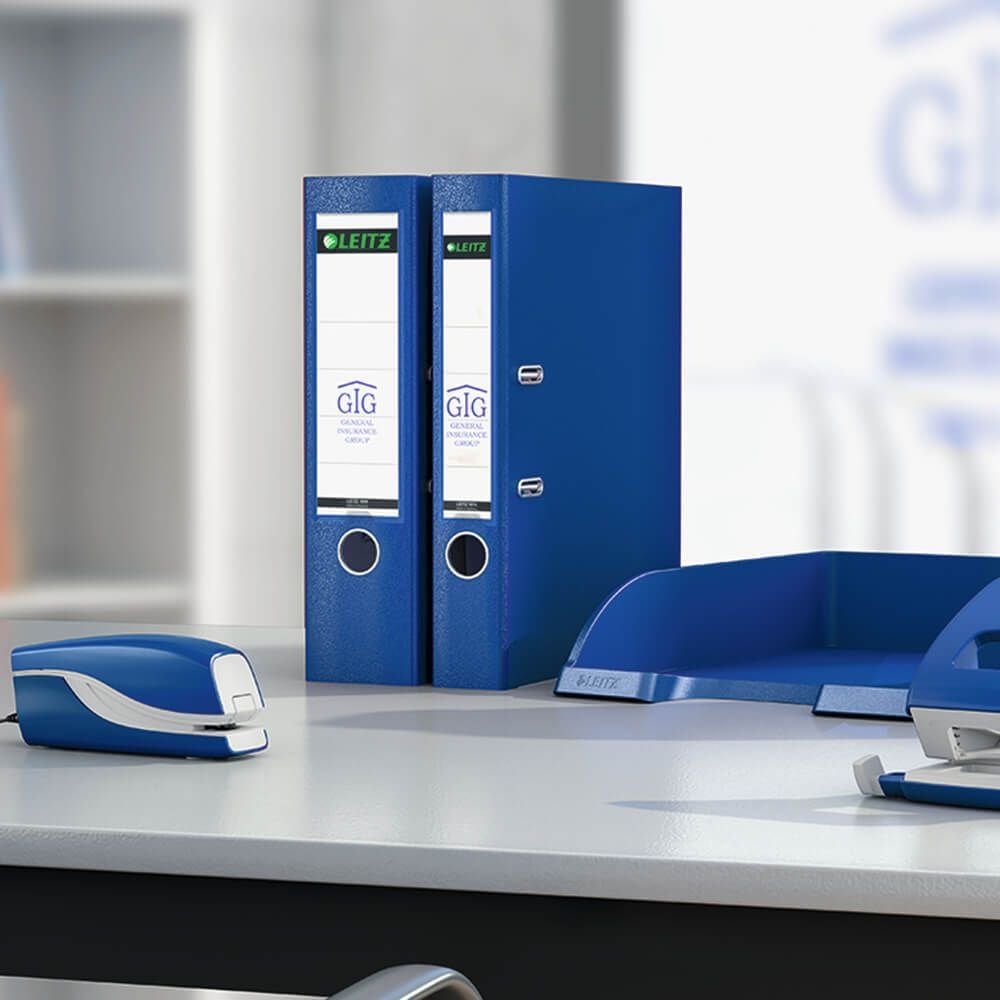 Heftgerät Leitz New NeXXt 5532, elektrisch, bis 10 Blatt, inkl. Netzteil und
Nr. 10 Klammern, blau