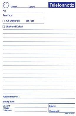 Telefonnotizen Corona, DIN A5 hoch, Block 50 Blatt