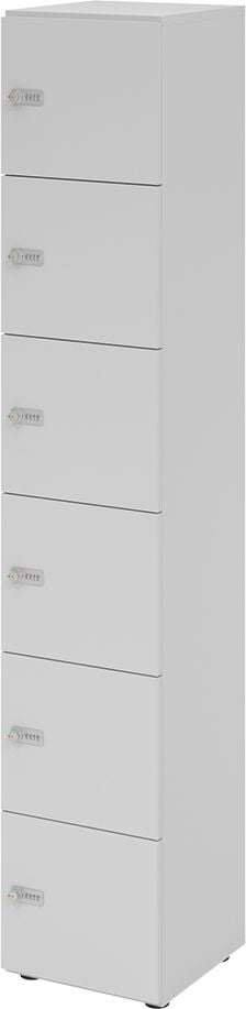 Schließfachschrank Hammerbacher V264L6 ZS, 40 x 42 x 215,6 cm (BxTxH), 6 Ordnerhöhen, mit Zahlenschloss, 6 Fächer, grau
