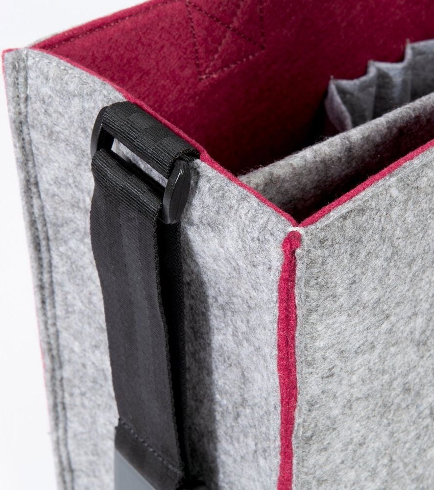 Aufbewahrungstasche Sigel Desk Sharing Bag Bicolor M BA426, für Laptops bis 15,4 Zoll, 100% recycelter PET-Filz, 2 Fächer, 5 separate Einsteckfächer, grau/dunkelrot