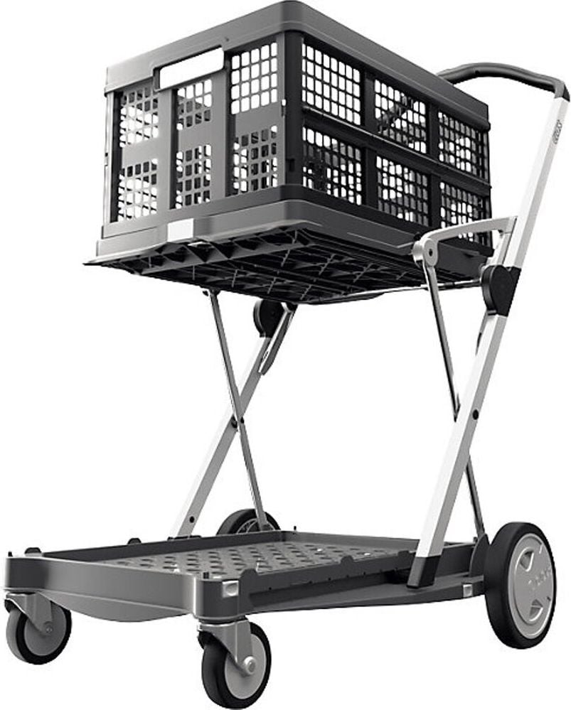Transportwagen Clax Trolley 0040002-1, 55x91x102 cm (BxTxH), 2 Böden, bis 60 kg,
anthrazitgrau