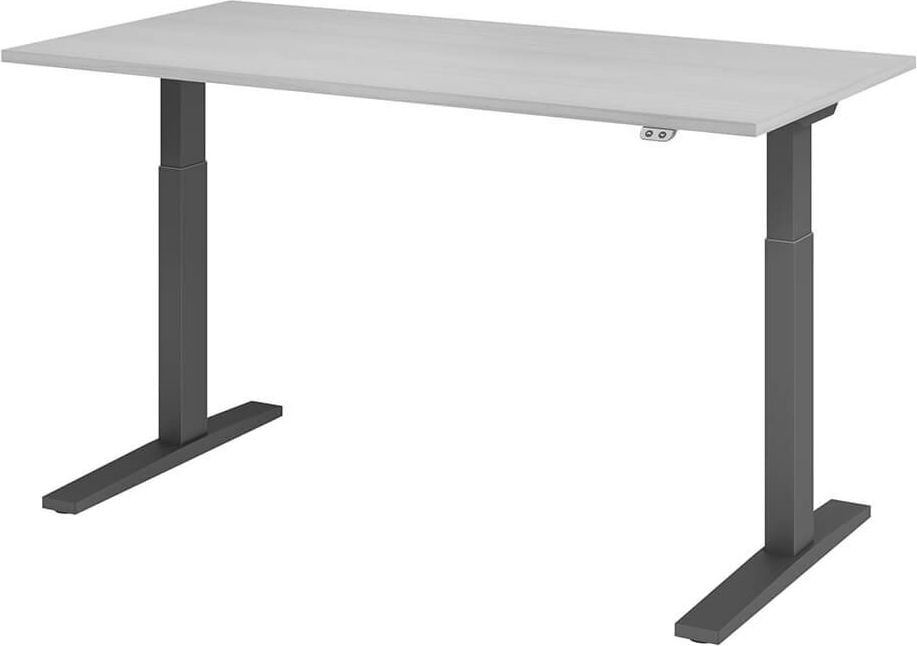 Hubschreibtisch Hammerbacher XMKA16, 160x80cm (BxT), 70-120cm Höhe, elektrisch
höhenverstellbar, rechteckig, C-Fuß graphit, buche