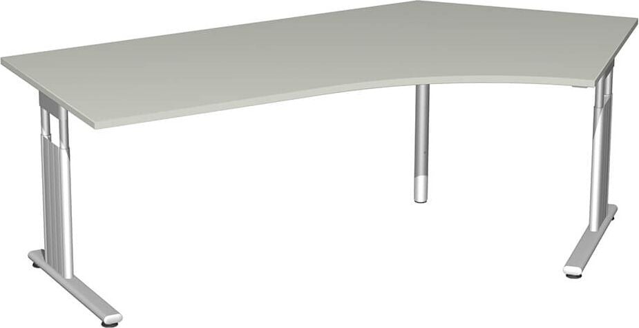 Winkelschreibtisch Geramöbel C Fuß Flex S-617316, 216,6x113cm (BxT), 68-82cm Höhe, 135 Grad
Winkel rechts, C-Fuß silber, hellgrau