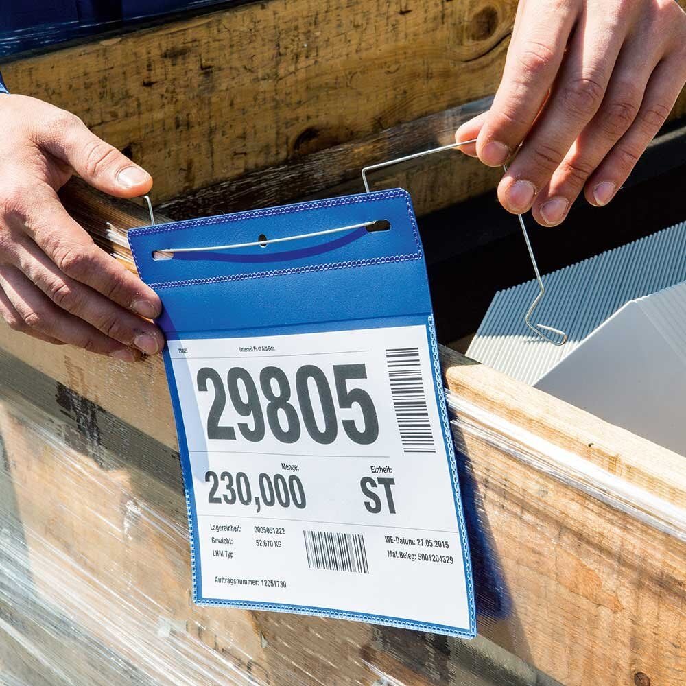 Gitterboxtaschen Durable Drahtbügeltasche 1753, 210x297mm (A4 hoch), Drahtbügel, farbig, Pack 50 Stück, gelb