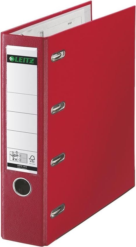 Doppelordner 2 x A5 quer Leitz 1012, 75mm, PP, 2 x A5 quer, 7,5cm Rücken, PP-Folie, rot