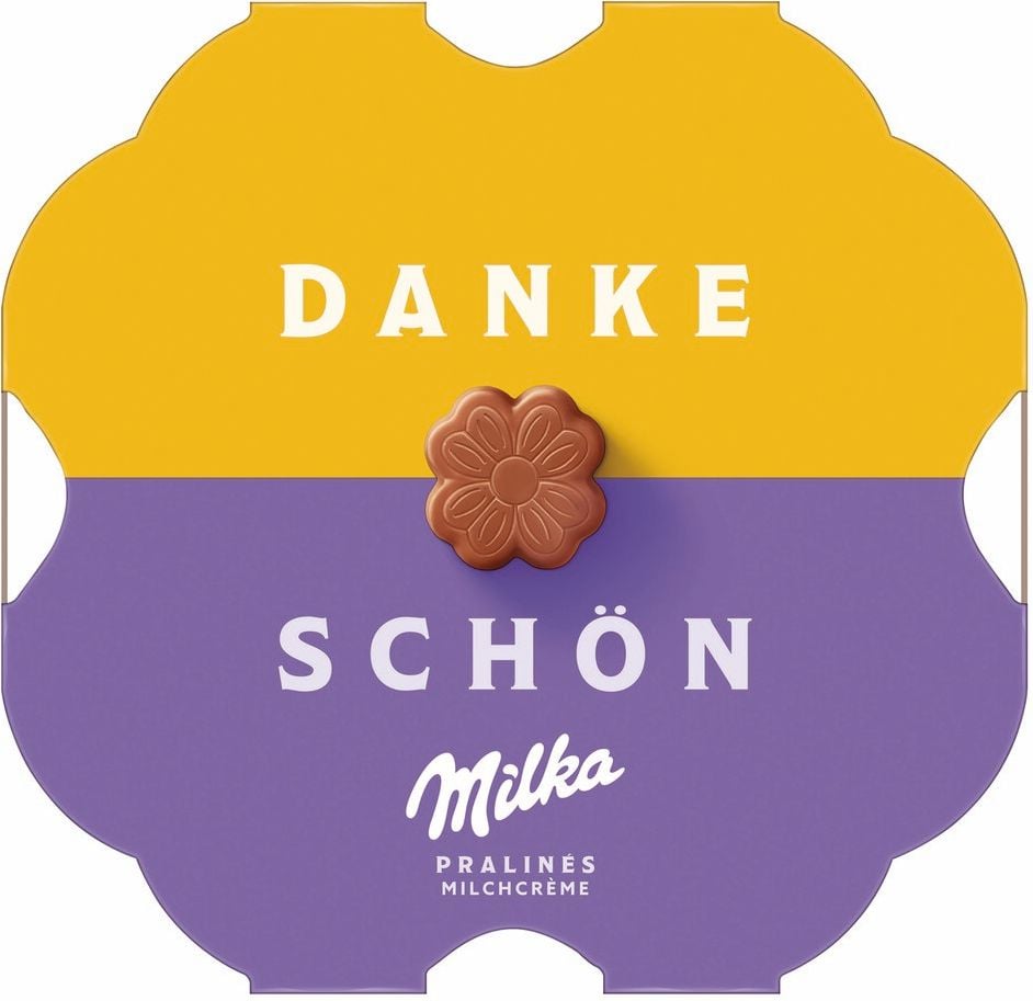 Pralinen Milka Kleines Dankeschön, 44g, Alpenmilch Schokolade Pralinen gefüllt mit feiner Milchcrème (39%)