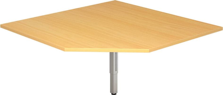 Trapezplatte Hammerbacher RT12, 120x120 (BxT), 65-85cm Höhe, Fünfeck,
Stützfuß silber, weiß