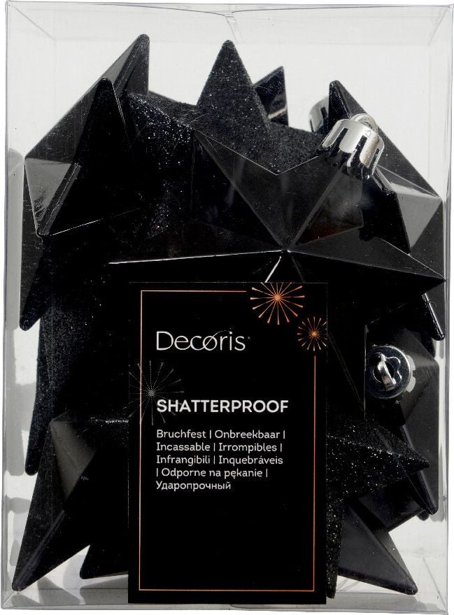 Weihnachtskugeln DECORIS Stern 28474, 9x12,3x9cm (BxHxT), Polystyrol, schwarz, Pack
12 Stück, schwarz