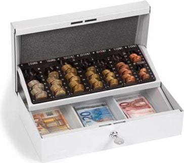 Geldkassetten Inkiess Minikord 703ST, 30,5x18,5x11,0cm, Stahl, pulverbeschichtet,
lichtgrau