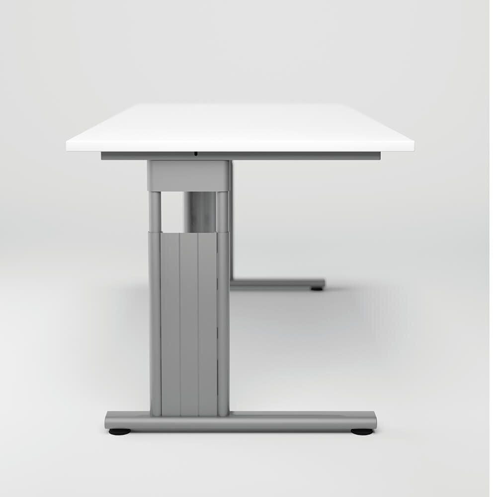 Schreibtisch Geramöbel C Fuß Flex S-617306, 180x100cm (BxT), 68-82cm Höhe, Freiform
links, C-Fuß silber, weiß