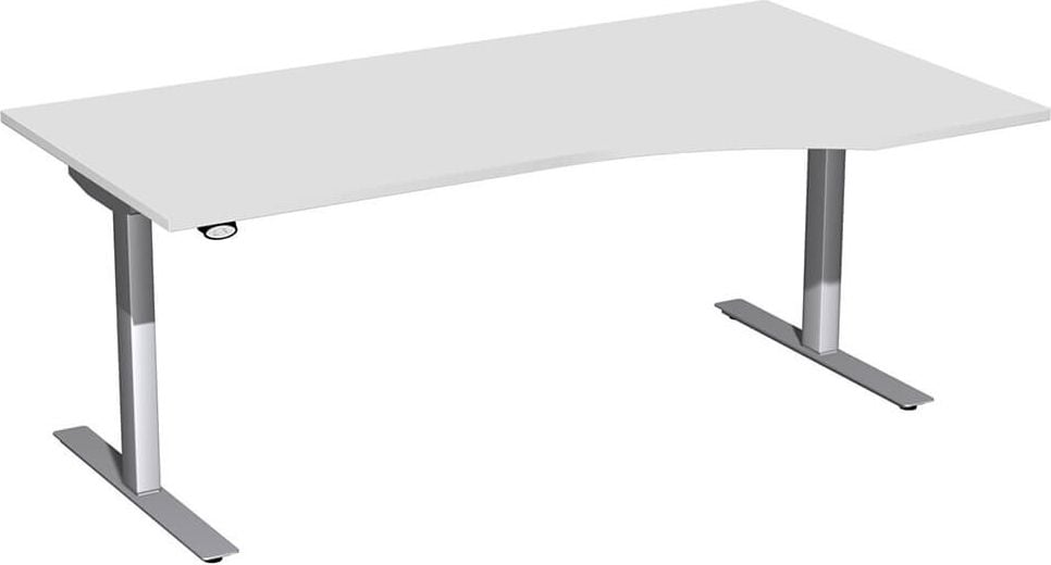 Hubschreibtisch Geramöbel Elektro Flex S-08F1811, 180x100cm (BxT), 65-125cm Höhe, Freiform
rechts, T-Fuß silber, buche