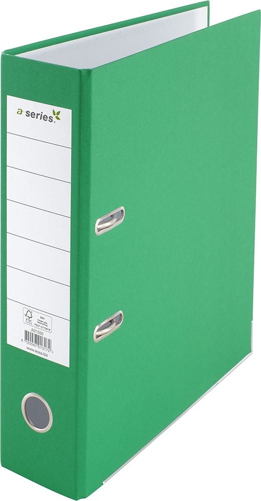 Ordner A4 a-series, 80mm, RC-Pappe, A4, 8cm Rücken, farbiger Kraftpapierbezug,
FSC, grün