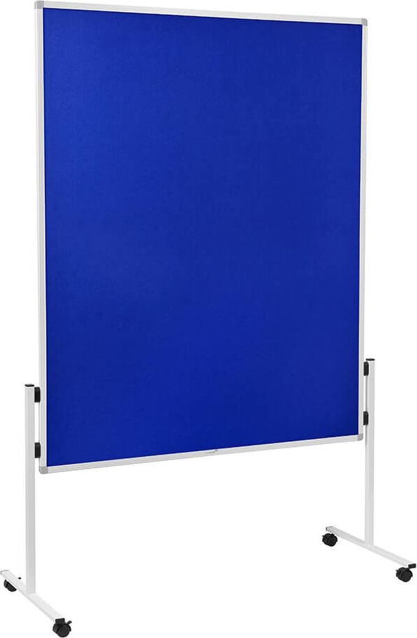 Moderationstafeln Legamaster Economy starr, Tafel: 150x120cm (HxB), einteilig, pinnbarer
Filz farbig, Standfuß mit Rollen, blau
