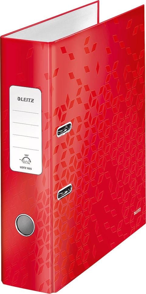 Ordner A4 Leitz WOW 1005, 80mm, laminierte Pappe, A4, 8cm Rücken, laminiertes Papier,
WOW-Farben, rot