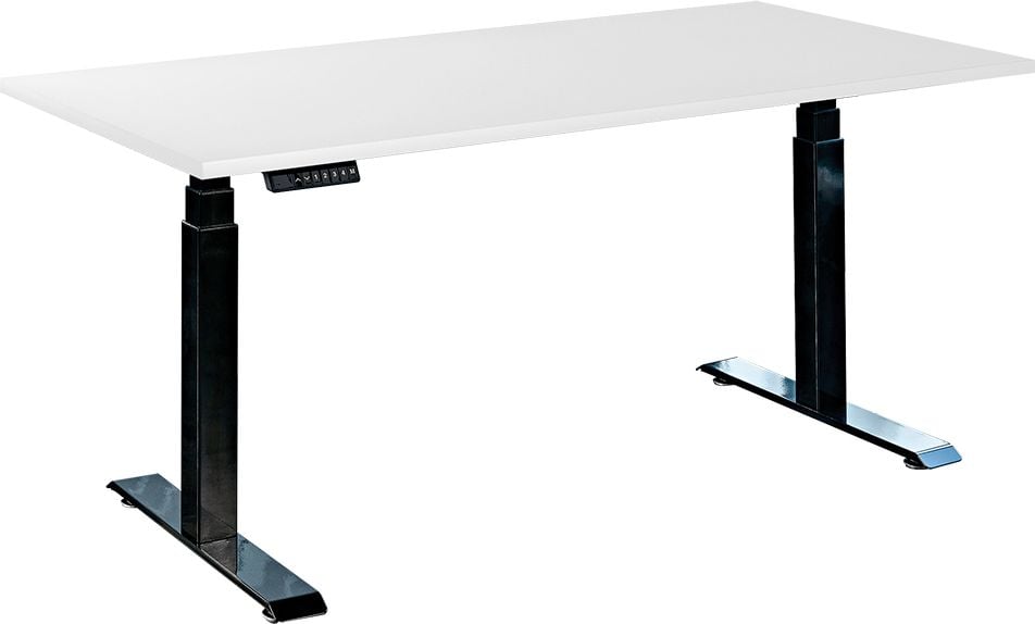 Schreibtisch a-series AS1444, 120 x 80 cm, elektrisch, 120x80cm (BxT), elektrisch höhenverstellbar,
60-125 cm Höhe, rechteckig, T-Fuß, schwarz, weiß